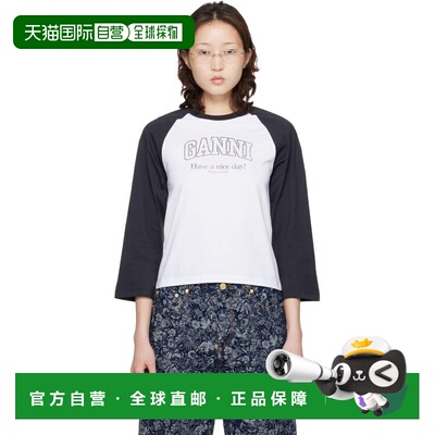 GANNI 甘尼 女士 白色 & 黑色 Basic Jersey Baseball T恤 A10500