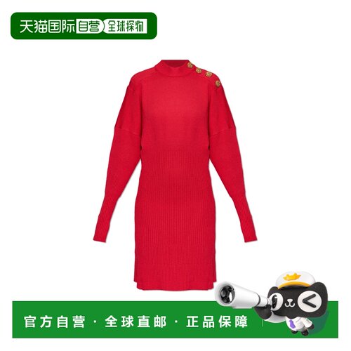 BALMAIN 女士外套 GF1R9417KJ444PK SS2026 红色 喇叭针织连衣裙