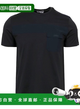 HERNO 男士T恤 JG000233U520039300 SS2025 黑色 圆领短袖T恤