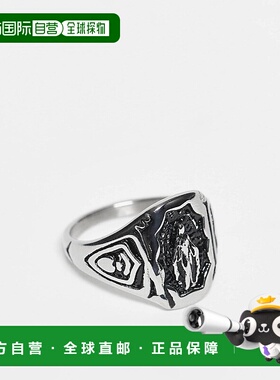 1h可退 潮奢 ASOS 男士 Mary signet 设计防水不锈钢戒指(银色)