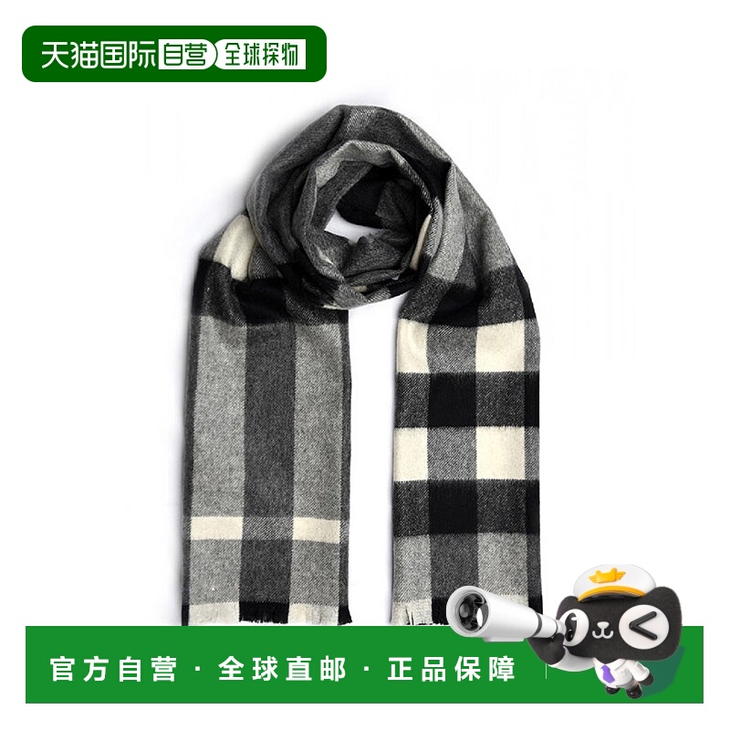 1h可退 BURBERRY 女士围巾 3949026 CO 灰色 Check Scarf羊绒