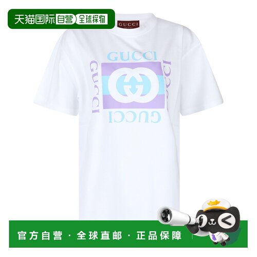 GUCCI 女士T恤 837959XJHG99081 AW2025 白色 Logo Printed T-Shi