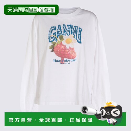 GANNI 女士卫衣 A1050241151 AW2026 白色 Printed Cotton T-Shir