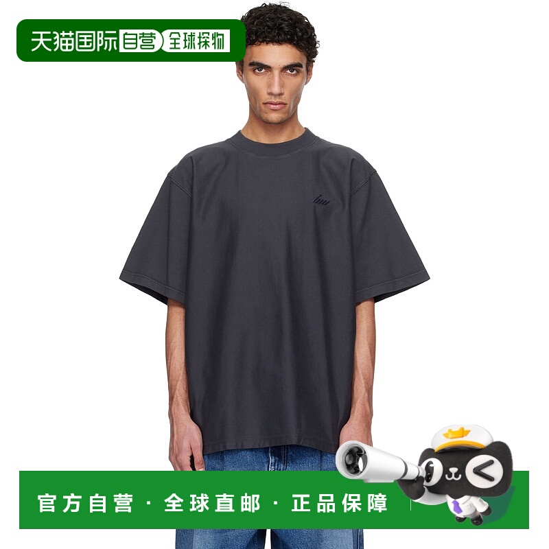 1h可退 潮奢 Hed Mayner 男士 海军蓝刺绣 T 恤 HMMA70007RHA082A