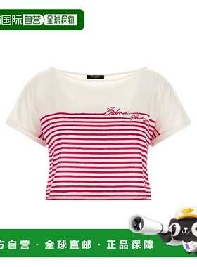 BALMAIN 女士T恤 GF1EE150GF53GVA SS2026 紫红色 Top with a str