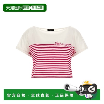 BALMAIN 女士T恤 GF1EE150GF53GVA SS2026 紫红色 Top with a str