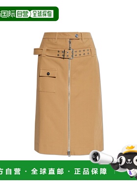 GANNI 女士半身裙 W07206915177 AW2025 浅棕色 Skirt with belt