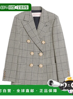 VALENTINO 女士西服 BCE40090U0AN CO 灰色千鸟格 羊毛西装外套