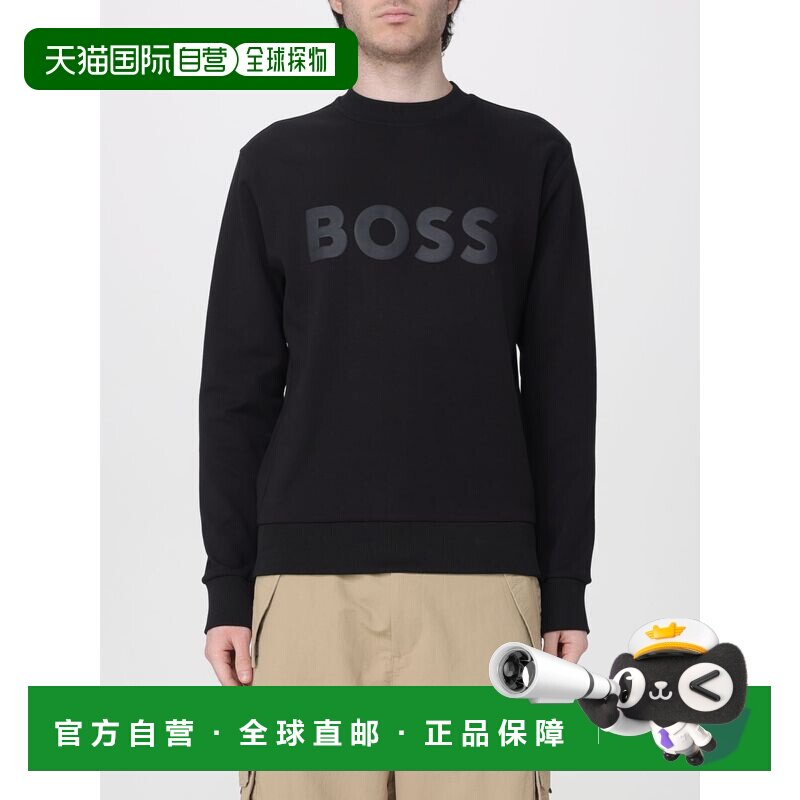 BOSS 男士卫衣 50555516001 SS2026 黑色 Felpa a girocollo in c - 实物图