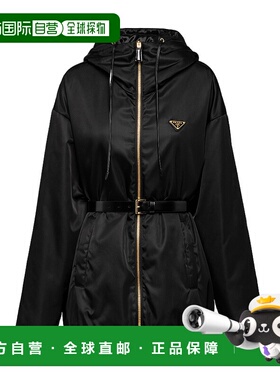 PRADA 女士西服 29E0971WQ8S232F0002 CO 黑色 连帽拉链休闲夹克