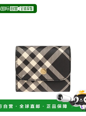 BURBERRY 女士钱包 80942491 AW2024 黑色 logo标识翻盖钱包