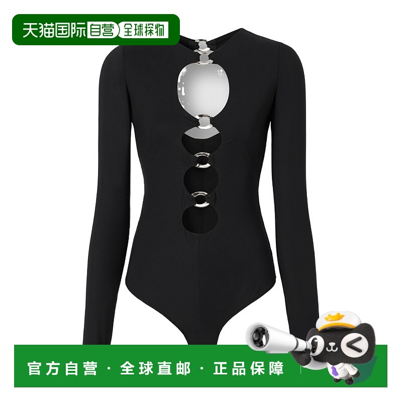 1h可退 BURBERRY 女士连体裤 80544001 SS2022 黑色 logo镂空连体