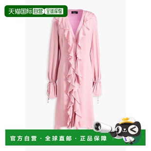 1h可退 潮奢 Blumarine 蓝色情人 女士 荷叶边锻造提花中长连衣裙