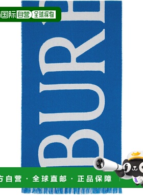 1h可退 潮奢 Burberry 巴宝莉 女士 蓝色 & 白色 Logo Wool 围巾