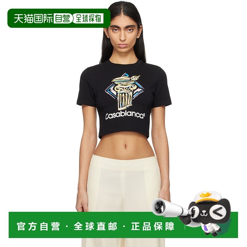 1h可退 潮奢 Casablanca 女士 黑色 Diamond Column Baby T 恤 WP
