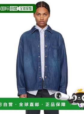1h可退 潮奢 Solid Homme 男士 蓝色涂层牛仔衬衫 S243SH71