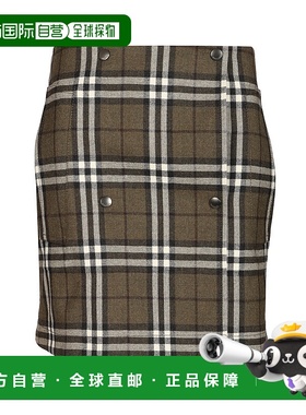 BURBERRY 女士半身裙 8110911C3078 AW2025 绿色 Check-p'attern