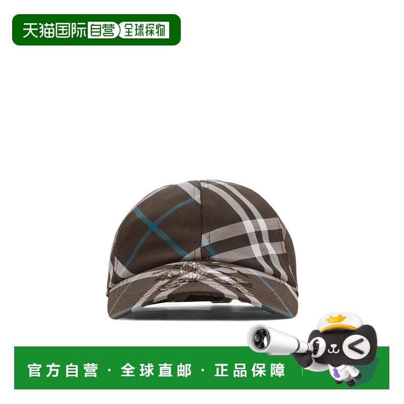 1h可退 BURBERRY 男士帽子 80947901 AW2024 棕色 徽标格纹帽子