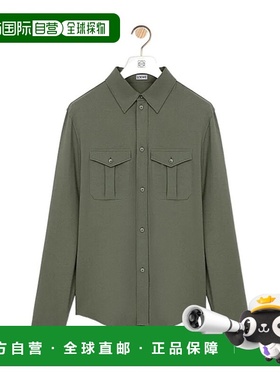 LOEWE 男士衬衫 H526Y05WEV4160 AW2025 绿色 翻领长袖衬衫男装