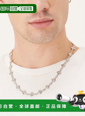 1h可退 潮奢 ASOS 男士 puff 设计十字架链环项链(银色)配饰