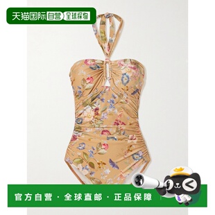1h可退 潮奢 ZIMMERMANN 女士 Patience 褶皱印花挂脖泳衣 0171WR