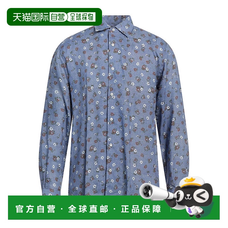 1h可退 潮奢 Rossopuro 男士 亚麻衬衫 blue蓝色 舒适时尚