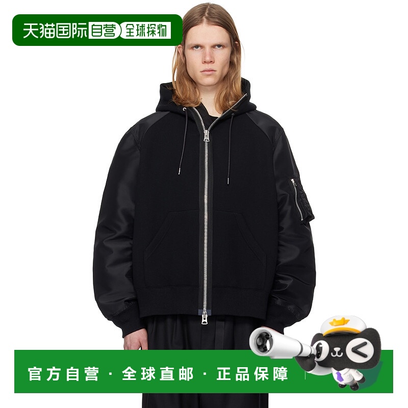 1h可退 潮奢 Sacai 男士 黑色 Sponge Sweat 连帽衫 2503624M