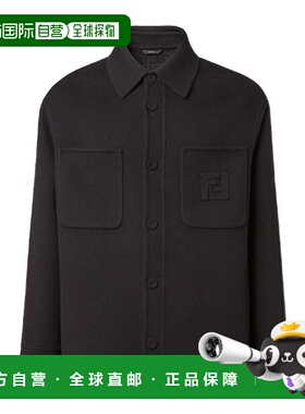 FENDI 男士衬衫 FW1500AVIXF1FL8 AW2025 黑色 单排扣衬衫领长袖