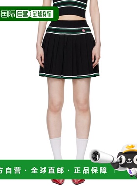 1h可退 潮奢 Casablanca 女士 黑色刀褶短裙 WPF24KW71001半身裙