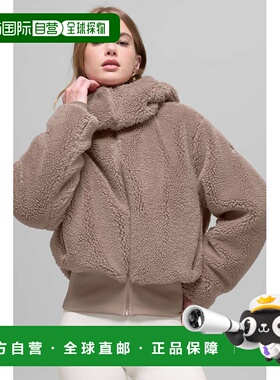 alo yoga FOXY SHERPA系列 纯色休闲可脱卸帽绒感外套 女款w4493r