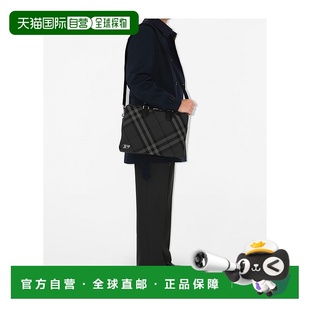 男士 黑色 手提包 AW2024 格纹公文包斜挎包 80973481 BURBERRY
