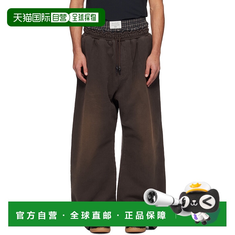 1h可退 潮奢 Acne Studios 艾克妮 男士 棕色 Layered Logo 长裤