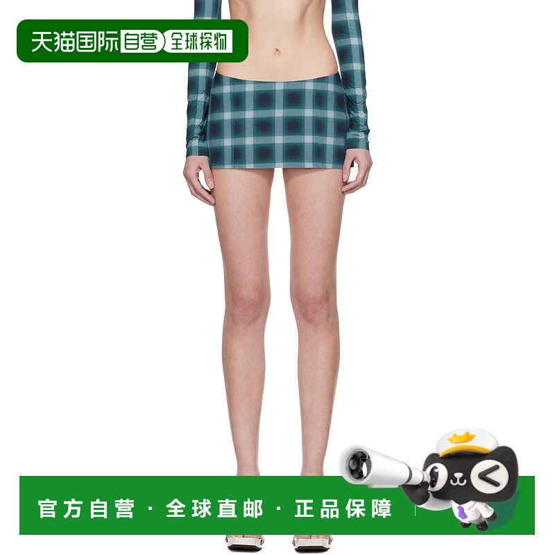 1h可退 潮奢 Mowalola 女士 蓝色 MISS SIXTY 联名格纹短裙 6L4KJ