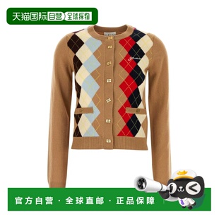 GANNI 女士针织衫 A107005502Q SS2026 浅棕色 菱格纹开衫