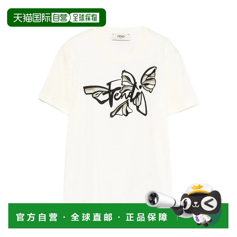 FENDI 女士T恤 FS7254AW8Q08 SS2026 白色 Fendi Nightfly Cotton
