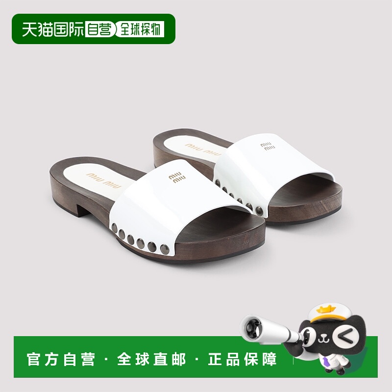 1h可退 潮奢 Miu Miu 缪缪 女士 白色皮质木屐 5Z425EFA030069