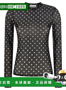 GANNI 女士T恤 A1040076099 SS2026 黑色 'Printed Sheer' sweate