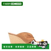 潮奢 brown棕色 Staud 1h可退 女士 帆布面凉鞋 舒适时尚 坡跟