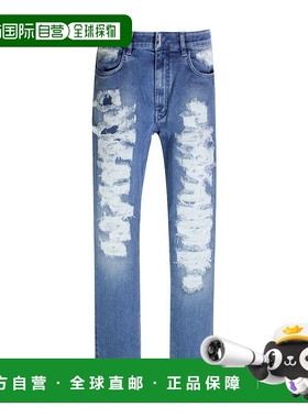 GIVENCHY 男士牛仔裤 BM50ST5Y47420 SS2023 蓝色直筒裤