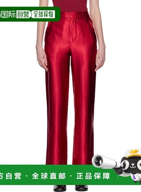 1h可退 潮奢 Edward Cuming 女士 红色 Slink Tailored 长裤 FW25
