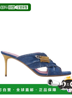 BALMAIN 女士凉鞋 EN1UR079TDMS6EF SS2025 蓝色 牛仔布安全别针