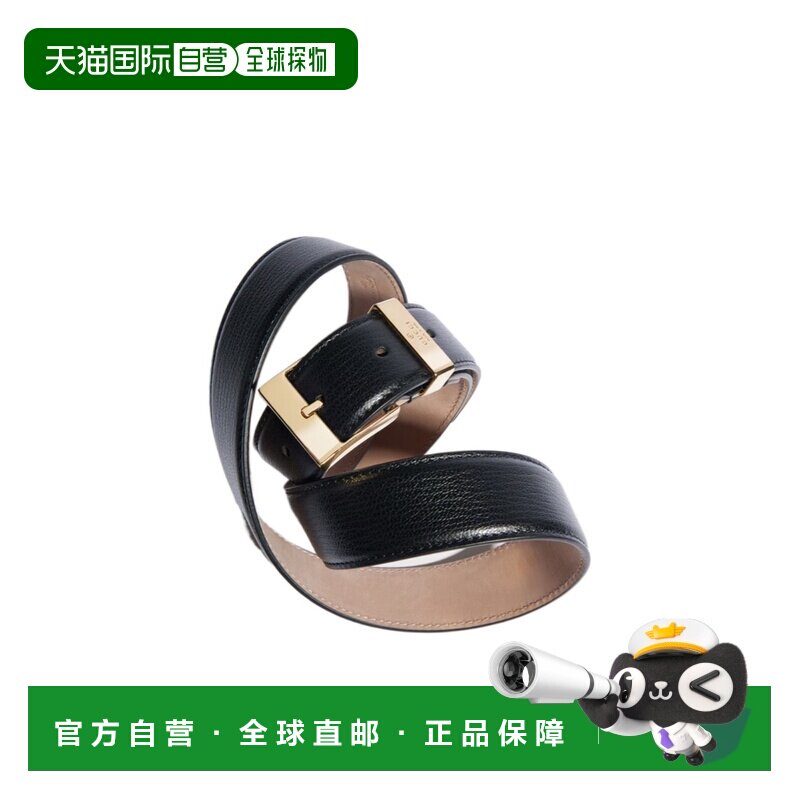 GUCCI 女士腰带 874670AAGRR1000 SS2026 黑色 方形扣皮带