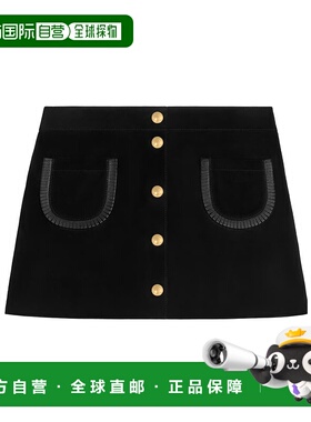 CELINE 女士半身裙 RJ03P434J38NO AW2025 黑色 纽扣迷你半身裙