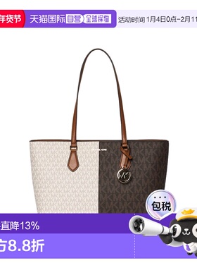 Michael Kors 大号PVC配皮女士单肩手提包35F5G6HT9B-BROWN-MULTI