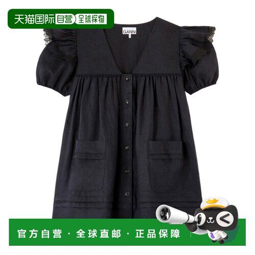 GANNI 女士连衣裙 A1030577099 AW2026 黑色 V领连衣裙