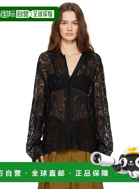 1h可退 潮奢 Bode 女士 黑色 Blooming Threadwork 衬衫 MRF24SH0