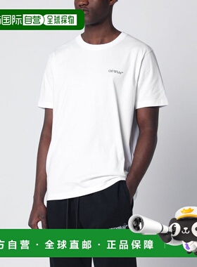 1h可退 潮奢 off-white 男士 灰白色徽标印花圆领 T 恤 OMAA027S2