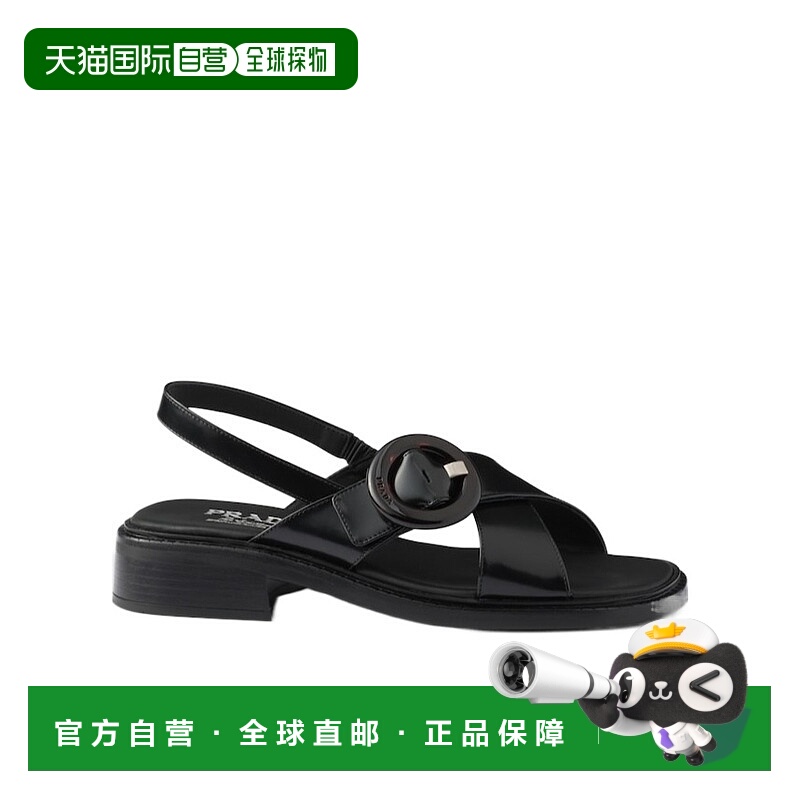 1h可退 PRADA 女士凉鞋 1X962NP39F035F0002 SS2025 黑色 带扣拉