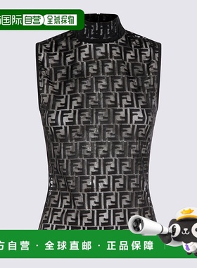 FENDI 女士背心吊带 FS9763AW8KF0GME SS2026 黑色 FF 蕾丝背心