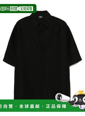 FENDI 男士衬衫 FS1317AU6Y01 SS2025 黑色 Fendi Linen Ff Jacqu